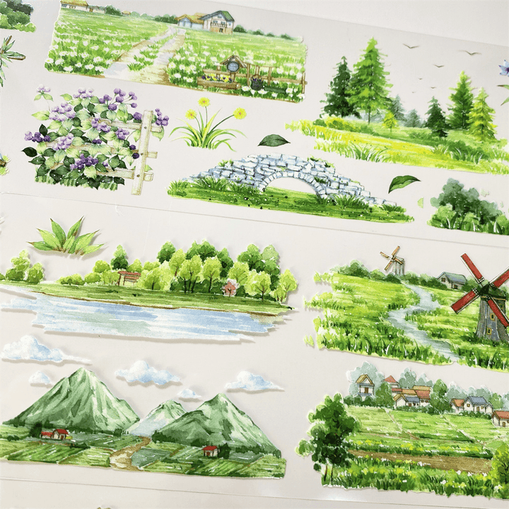 Spring Field Series PET Scenery Design for DIY Stationery