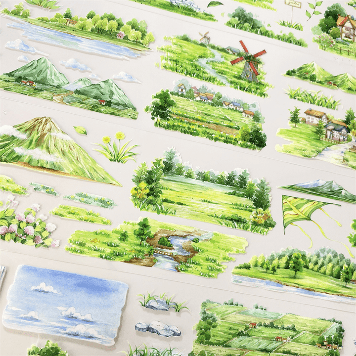 Spring Field Series Rustic Countryside PET Design Material