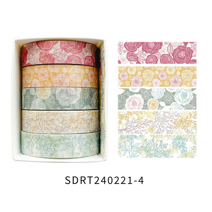 Spring Flower Romantic Series Floral Tape Soft Colors for Aesthetic Journals