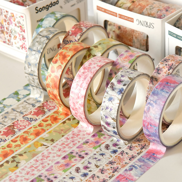 Spring Flower Romantic Series Scrapbook Tape Soft Color Handmade Art