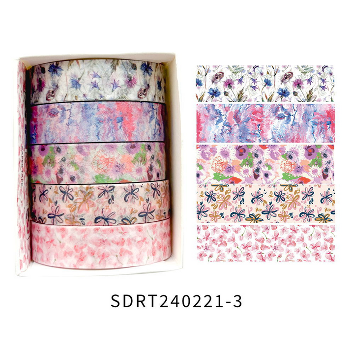 Spring Flower Romantic Series Washi Tape Set Watercolor Botanical Style