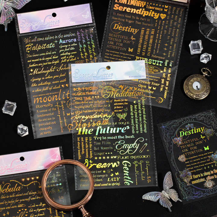 Spring Letter 3D Gold Stickers DIY Creative Scrapbook Decoration