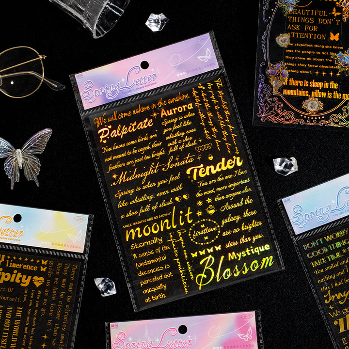 Spring Letter 3D Gold Stickers Romantic DIY Crafting