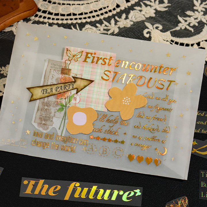 Spring Letter 3D Gold Stickers Romantic Elements for Scrapbooking
