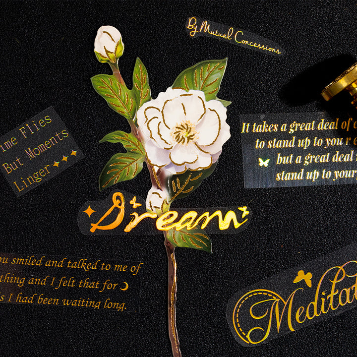 Spring Letter 3D Gold Stickers for Personalized Journal Creation
