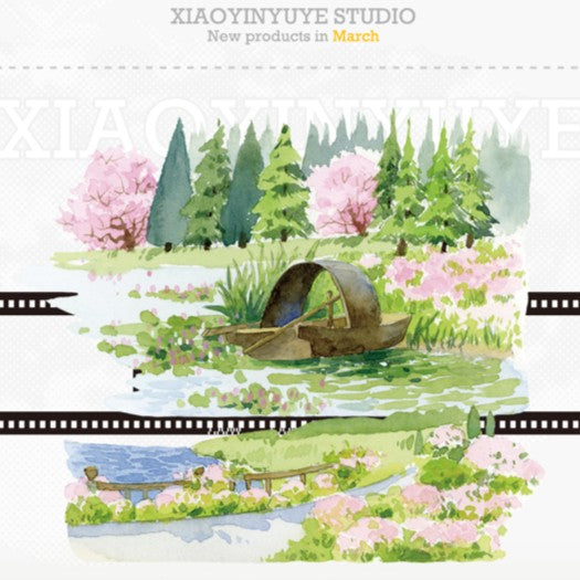 Spring Scenery landscape design tape for junk scrapbook