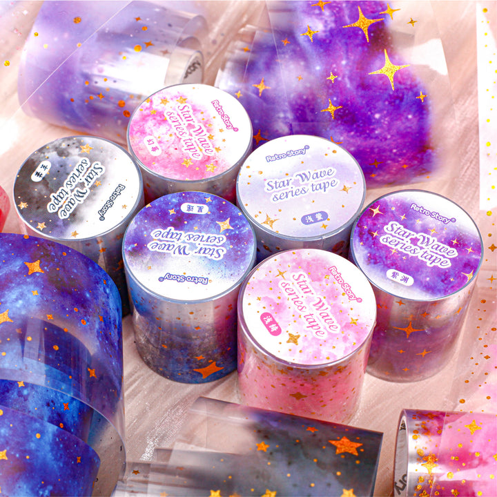 Star LAN Gold Stamping PET Tape Cosmic Glow for DIY Crafting