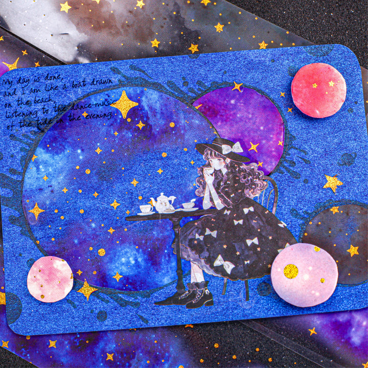 Star LAN Gold Stamping PET Tape Galaxy Theme for Scrapbooking