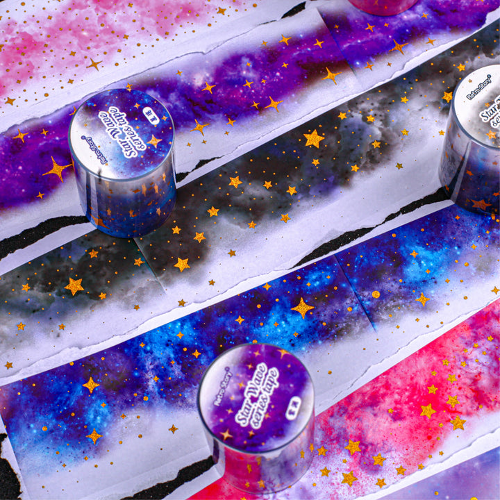 Star LAN PET Tape Celestial Gold Stamping for Aesthetic Collage