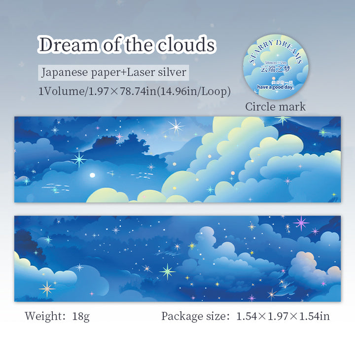 Starry Dreams Dream of the Clouds Washi Tape Soft Aesthetic