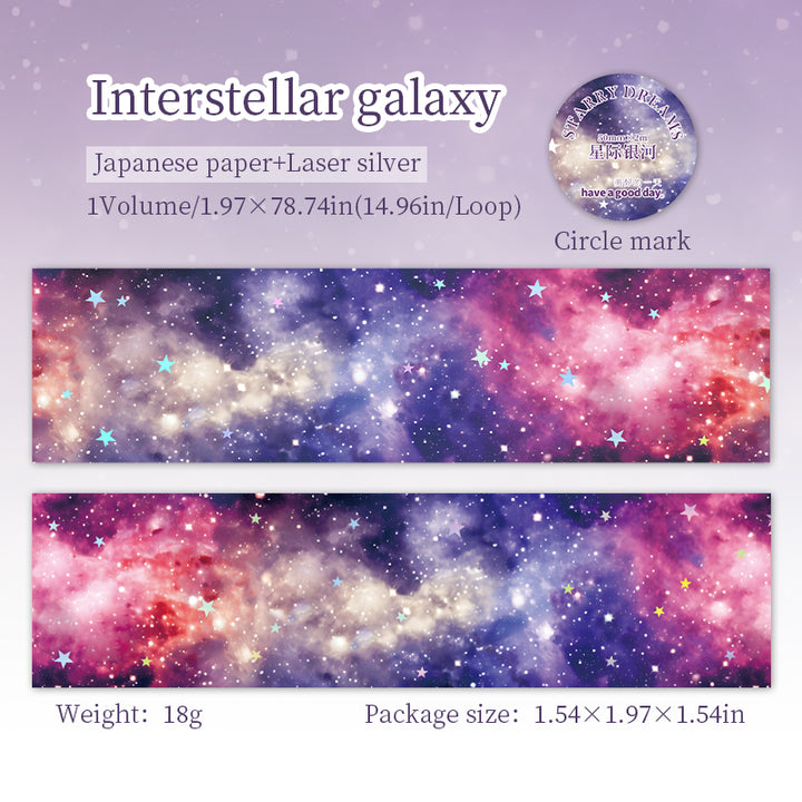 Starry Dreams Interstellar Galaxy Washi Tape Deep Universe