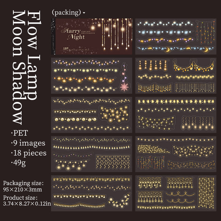 Starry Night Flow Lamp Moon Shadow Sticker Book Soft Glow