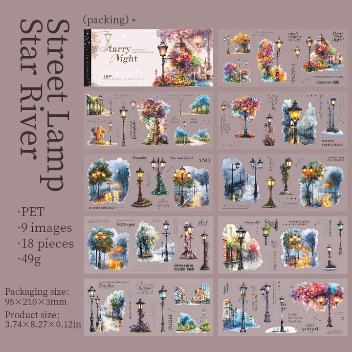 Starry Night Street Lamp Star River Sticker Book Light Theme