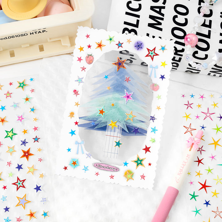 Starry Resin Stickers Embossed Sweet and Cute Design