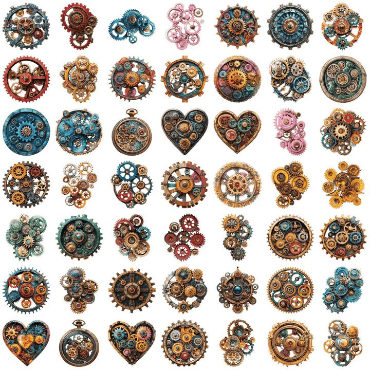 Steampunk Time Gear Stickers Waterproof for Scrapbook