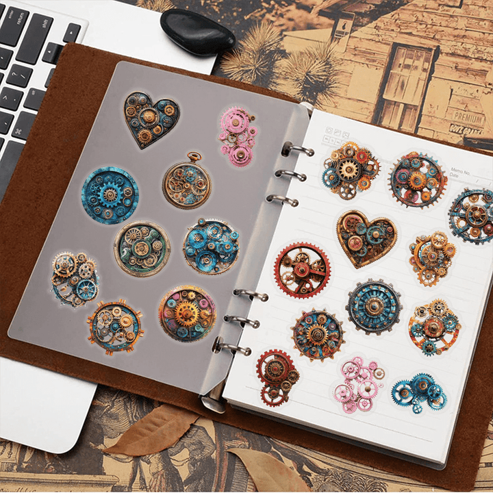 Steampunk Time Gear Stickers for Journal Decoration