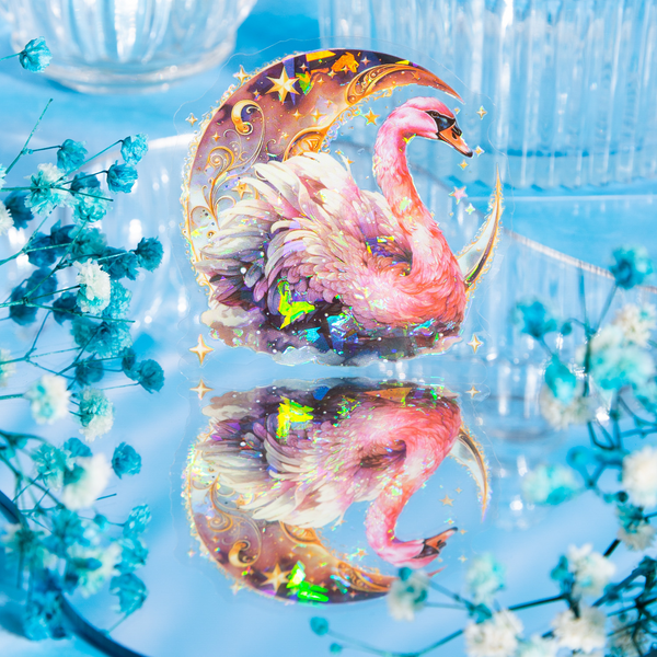 Swan Star Dream Stickers with Shell Light Craft for Collage Decoration