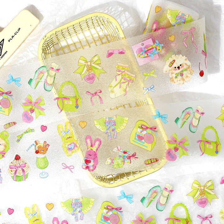 Sweet Cute Glitter Sand Die-cut Tapes PET Tapes