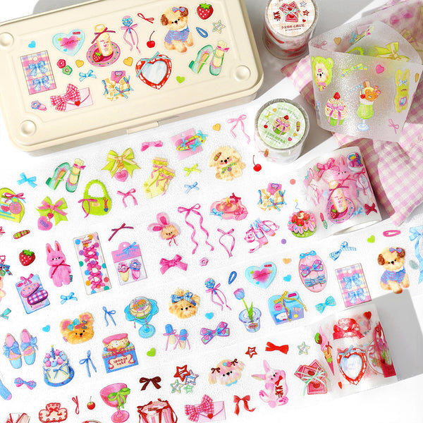 Sweet Cute Glitter Sand Die-cut Tapes PET Tapes Festival Style