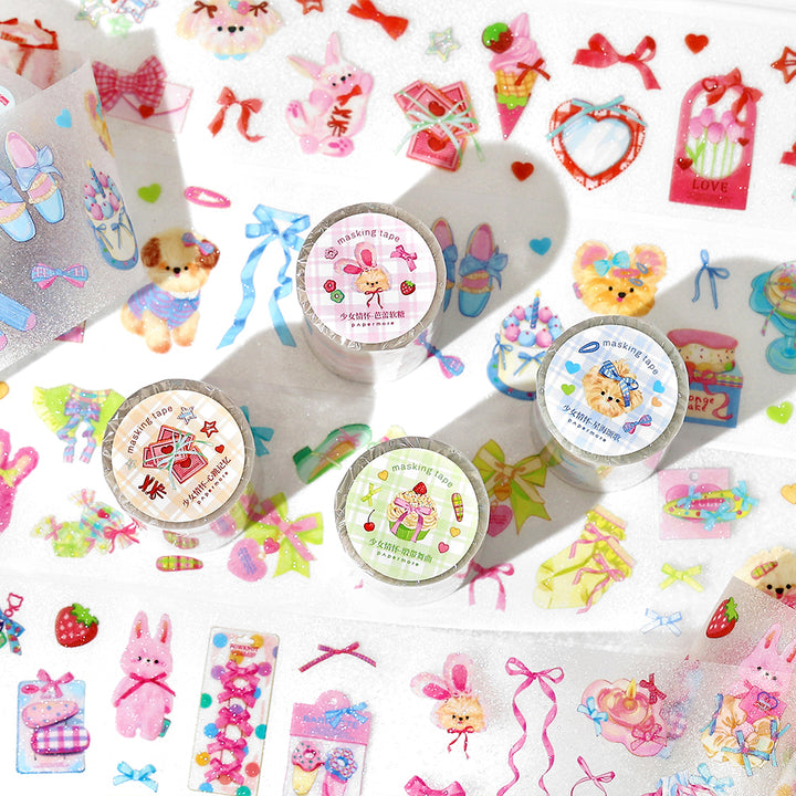 Sweet Cute Glitter Sand Die-cut Tapes PET Tapes Romantic Style