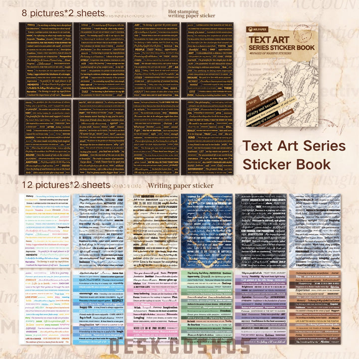 Text Art Series Sticker Book Single Style Motivational Text Writing Paper
