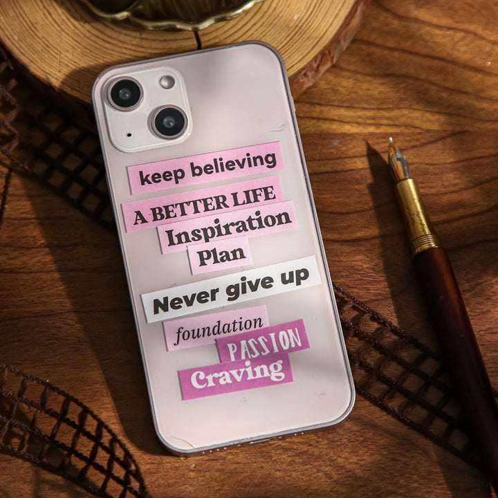 Text Art Stickers Book Inspirational Phrase Neutral Tone Style