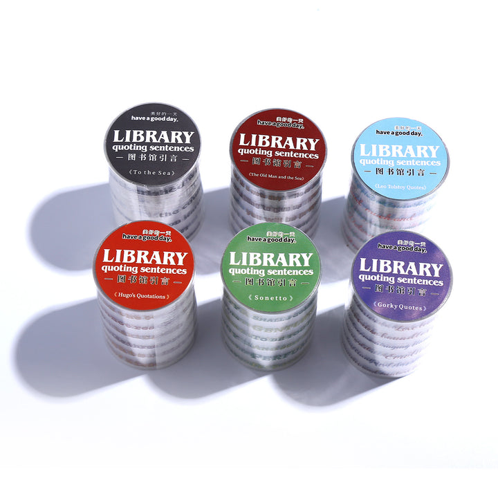 Text PET Tape Library Introduction Neutral Tones for Journaling