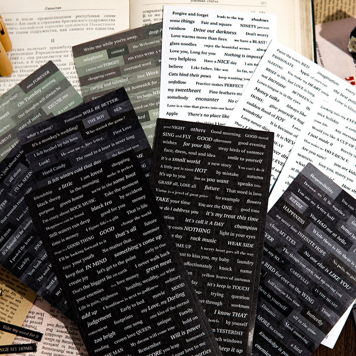 Text themed Black Color Stickers