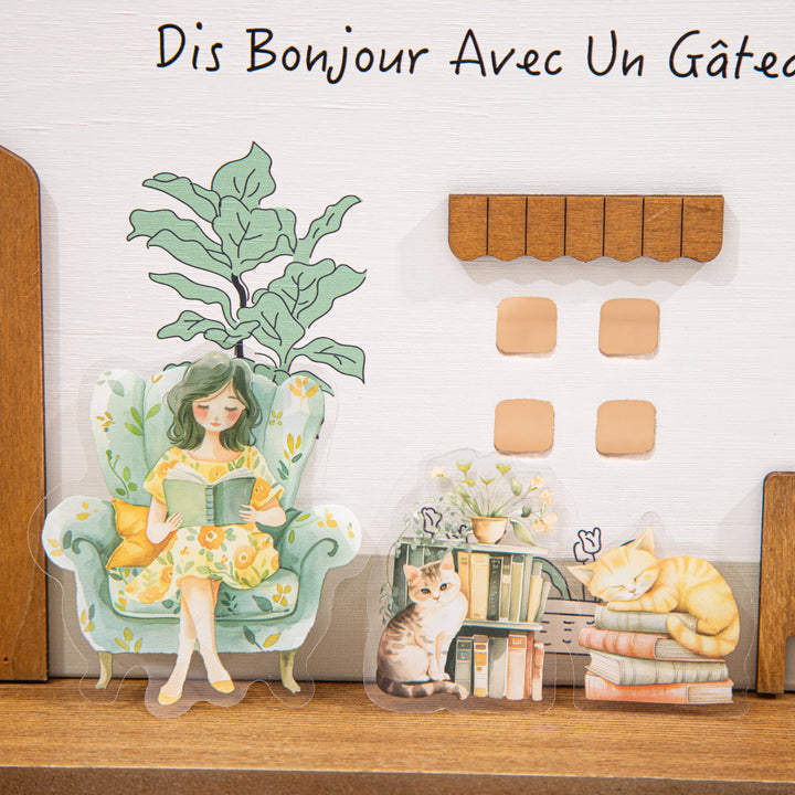 The Cat in the Bookstore PET Stickers Animal Character Art