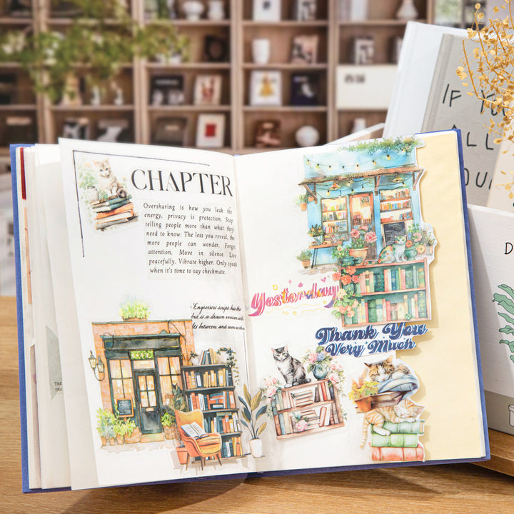 The Cat in the Bookstore PET Stickers Daily Life Decoration