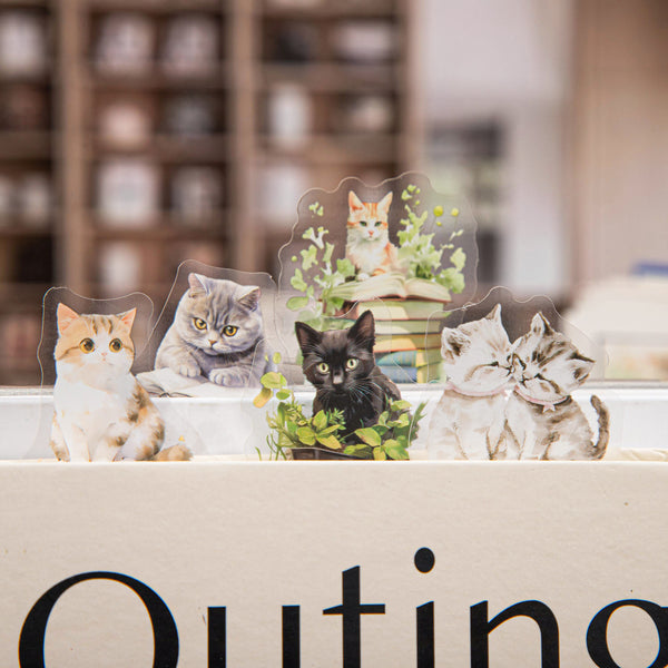 The Cat in the Bookstore PET Stickers Reading and Cats
