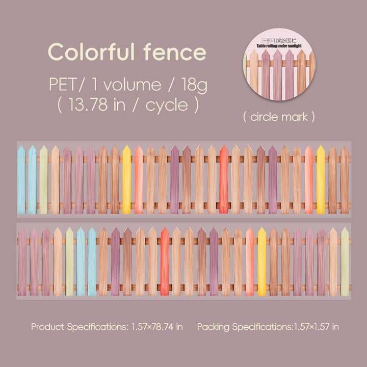 The Fence in the Sun Colorful Fence PET Tape Creative Collage