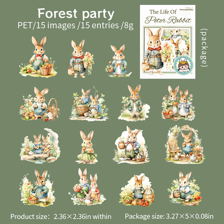 The Life of Peter Rabbit Easter Stickers Vintage Flowers for Journaling
