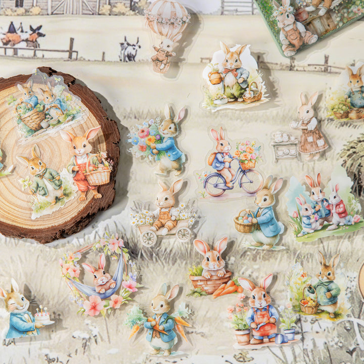 The Life of Peter Rabbit Easter Stickers Vintage Retro Style for Scrapbook
