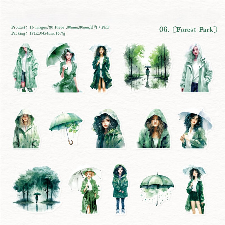 The Misty Rain is Long Forest Park Stickers