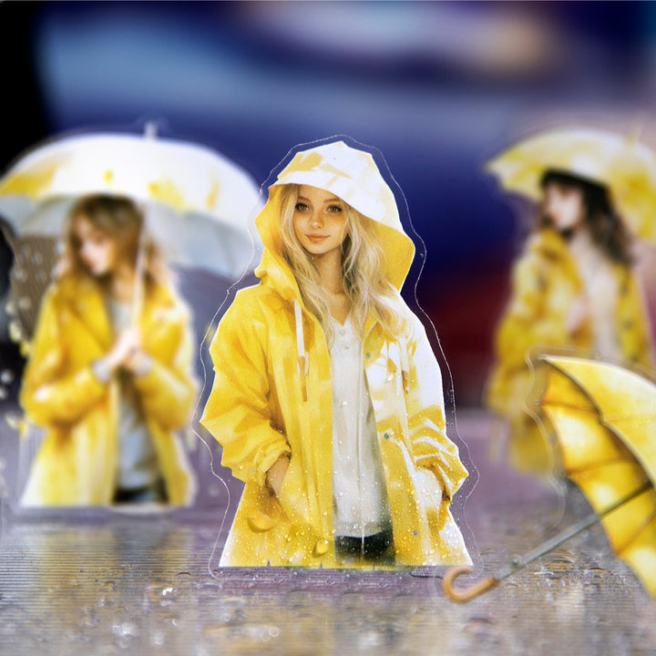 The Misty Rain is Long PET Stickers Collage Rainy Day Art