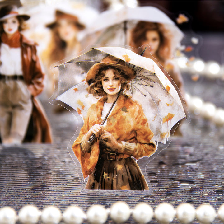 The Misty Rain is Long PET Stickers Creative Rainy Scene