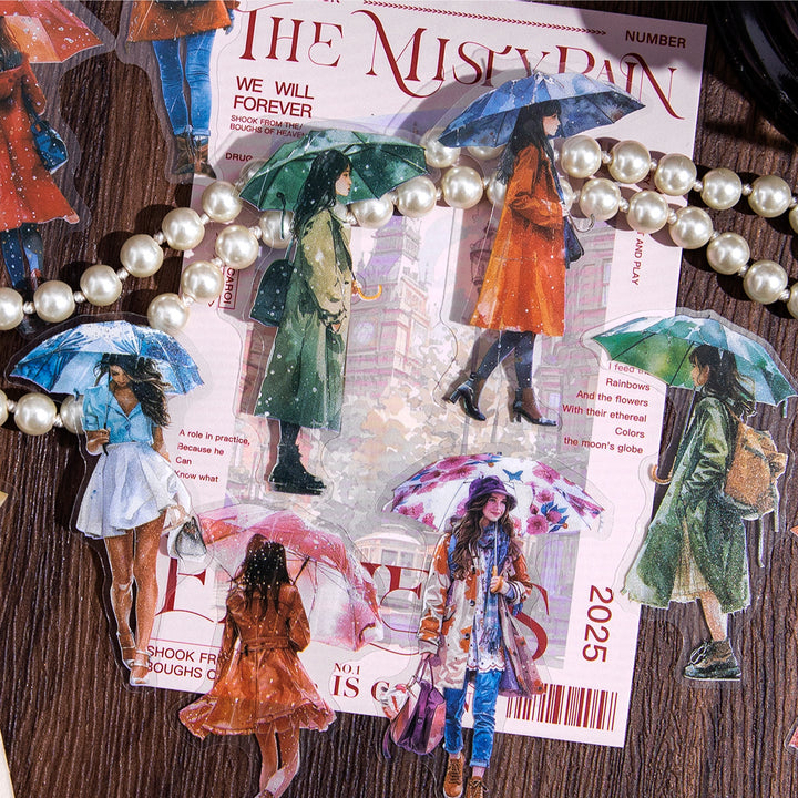 The Misty Rain is Long PET Stickers Natural Scenery Collage