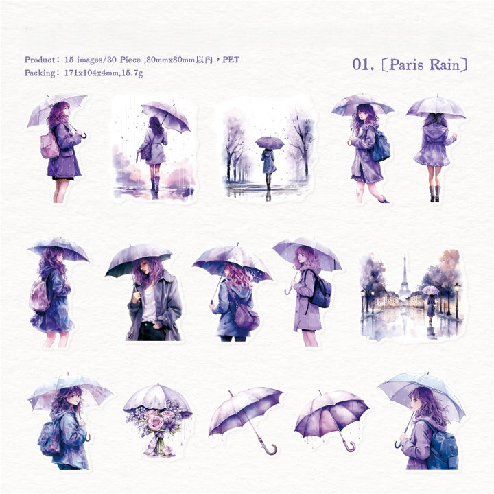 The Misty Rain is Long Paris Rain Character Stickers