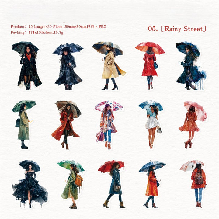 The Misty Rain is Long Rainy Street Stickers