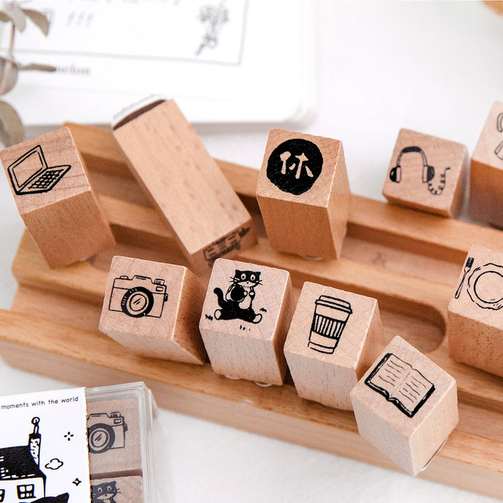 The Moments Between Me and the World Mini Wooden Stamp Set