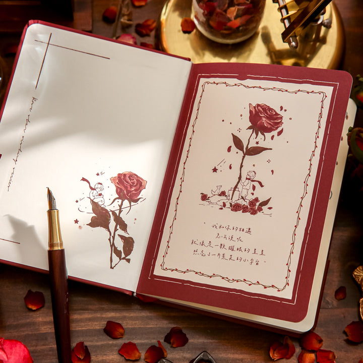 The Romantic Rose Star Wish Series Journal placed on a wooden table