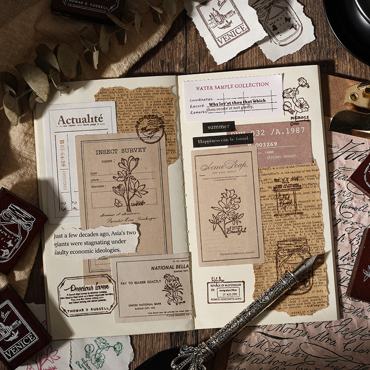 The Seal of Elegance Wood Stamps Set for Diary Decoration