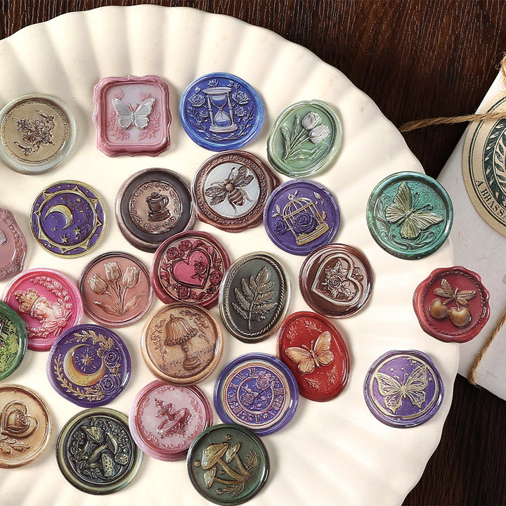 Time Soliloquy Wax Seal Stickers Butterfly Theme