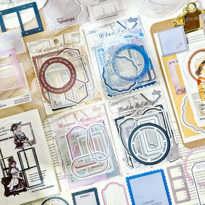 Time Trace PET Frame Stickers for Scrapbook Backgrounds