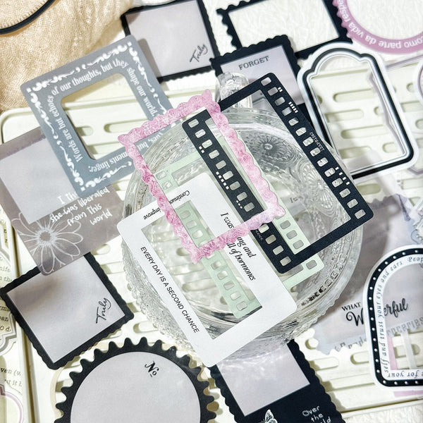 Time Trace Transparent Frame PET Stickers for Journaling