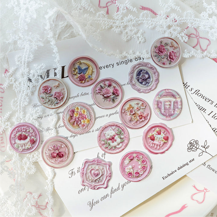 Time box series Flower Stickers with Wax Seal Effect for Journaling