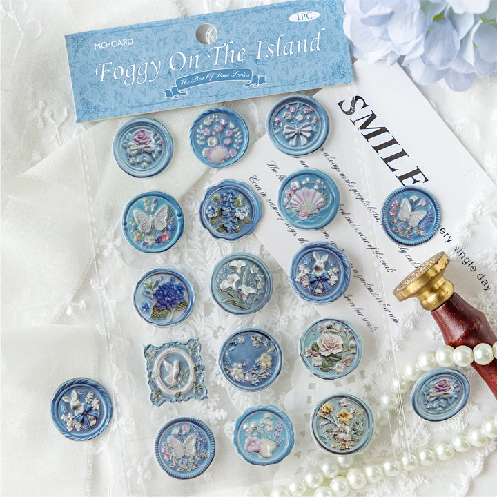 Time box series PVC Flower Stickers with Drip Glue Material