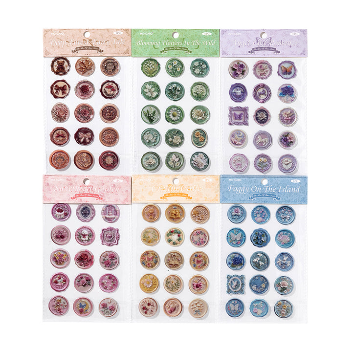 Time box series Wax Seal Effect Flower Stickers for Decoration