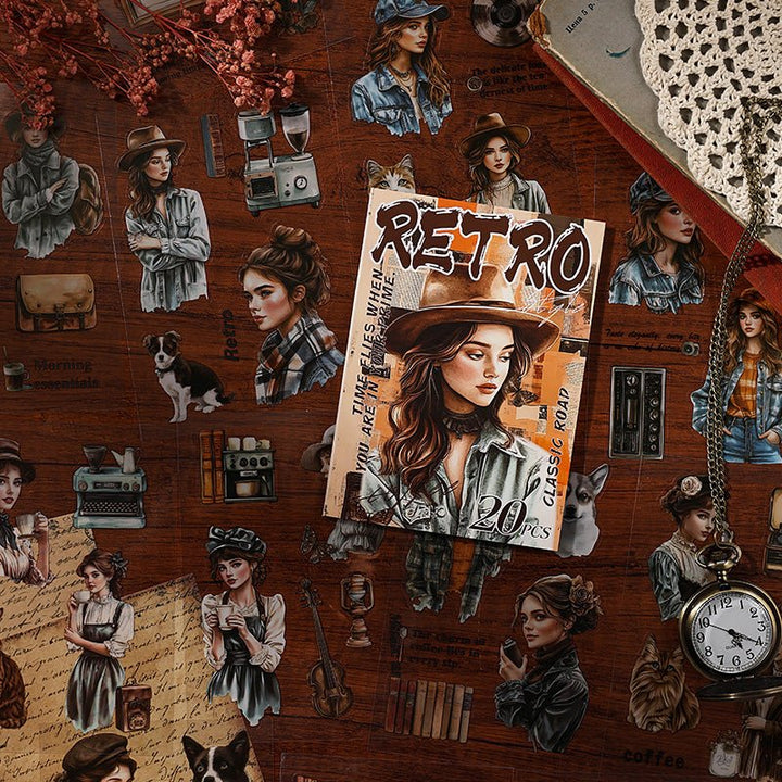Tracing Back Time Retro Stickers Perfect for Antique Style Crafting